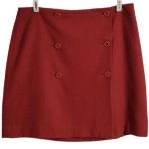 Ann Taylor Wrap A- Line Button Front Lined Wool Skirt Red Size 14